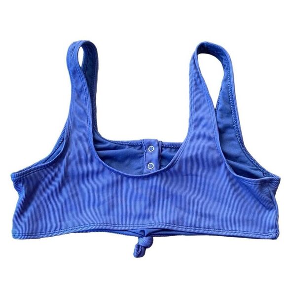 Cabana de Sol Swimsuit Snap Front Tie Bikini Top Large Blue - Picture 2 of 4